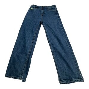 Empyre Denim Jeans Baggy Wide Leg Blue Embroidered Pockets Mens Size